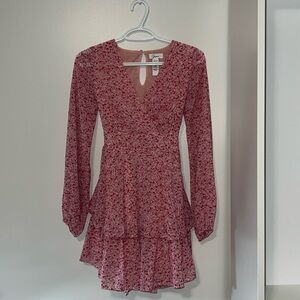Pink floral long sleeve dress size: XS